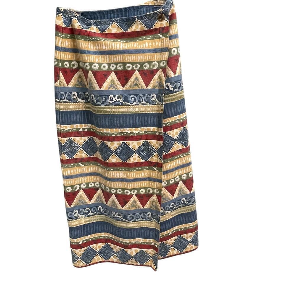 Vivoldi Jeanswear Size 10 Aztec Southwestern Wrap Skirt Vintage VTG